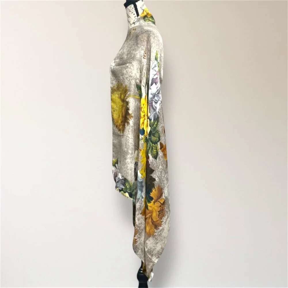 Floral Yellow & Gray Women's Scarf Wrap